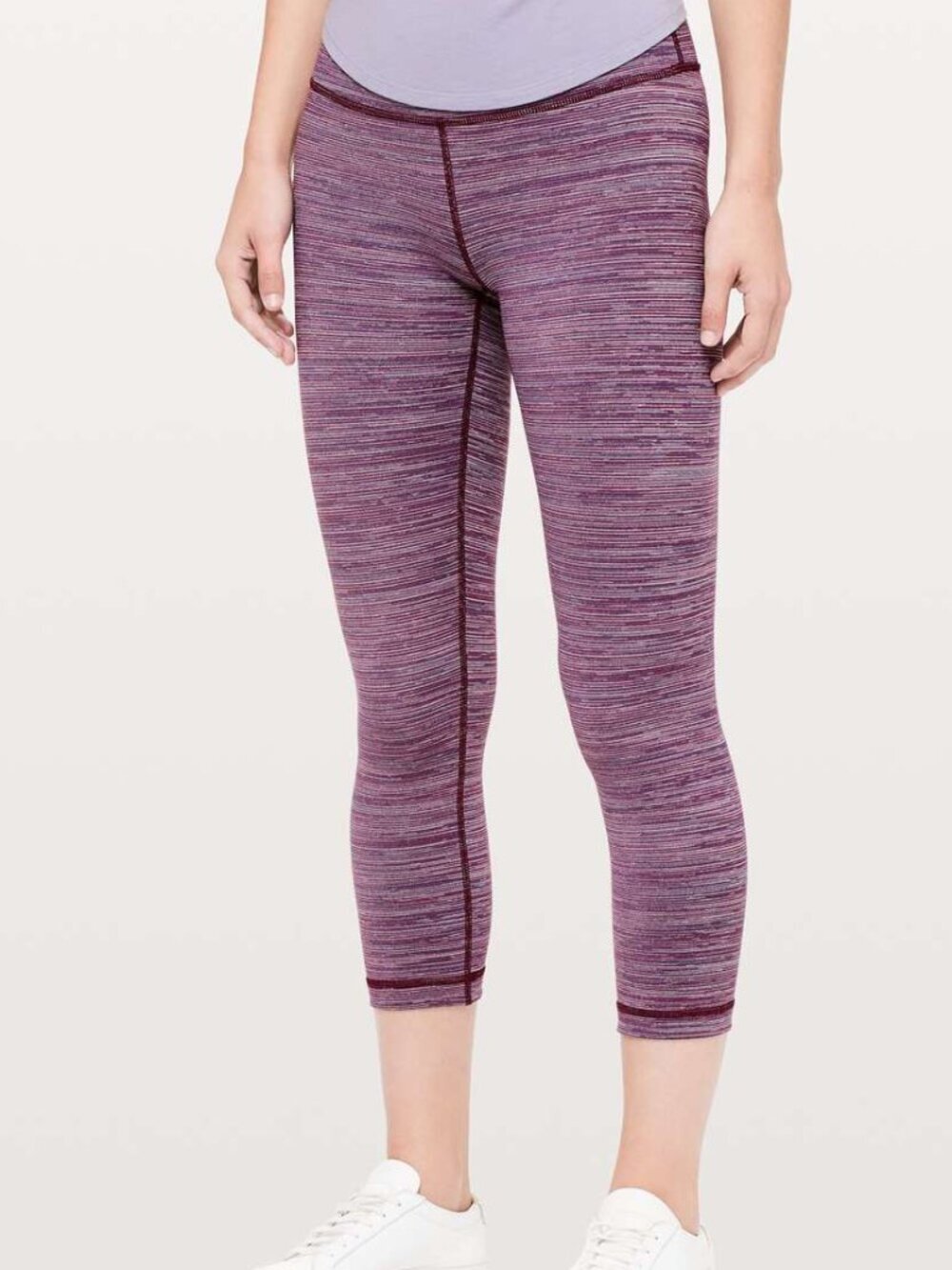 Lululemon Wunder Under High Rise Crop Edged Stripe Jacquard Blueprint Royal Ruby